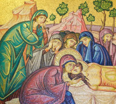 Mesih'in bedeni ölümünden sonra hazırlanıyor - Jerusal mozaik