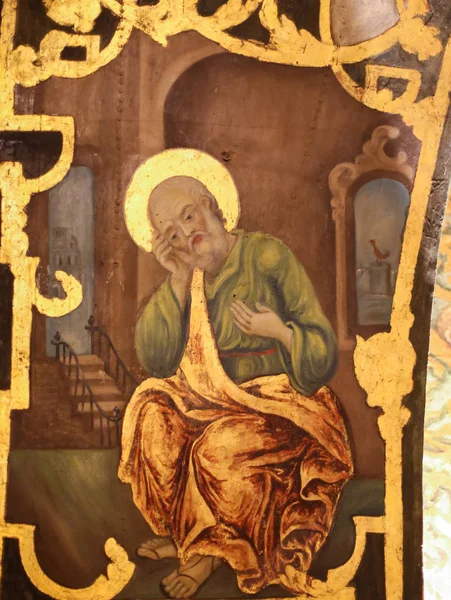 Fresco of Saint Peter in Church of the Holy Sepulchre, Jerusalem — Stock Photo, Image