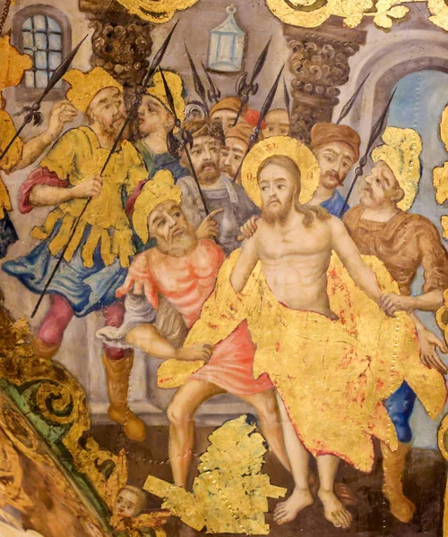 Fresque dans l'église du Saint-Sépulcre, Jérusalem - Jésus stripp — Photo