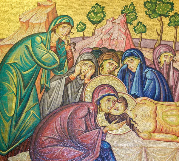 Mesih'in bedeni ölümünden sonra hazırlanıyor - Jerusal mozaik — Stok fotoğraf