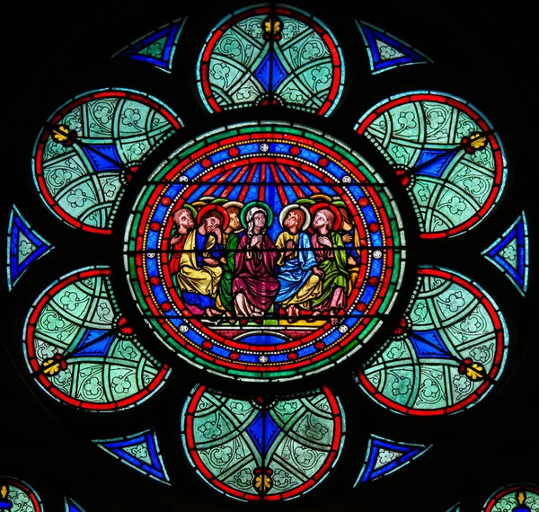 Stained Glass in Notre Dame, Paris, depicting Pentecost — Stock Photo, Image