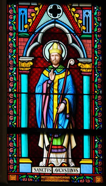 Stained Glass in Notre-Dame-des-flots, Le Havre, of St Augustine — Stock Photo, Image