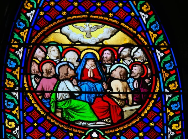 Stained Glass in Notre-Dame-des-flots, Le Havre - Pentecost — Stock Photo, Image