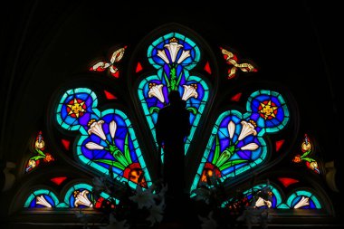 Stained Glass of White Lilies - St Valery Sur Somme clipart