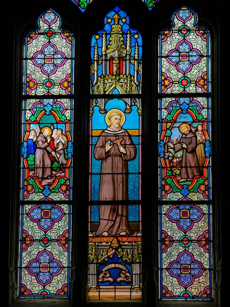 Färgat glas Saint Francis av Assisi — Stockfoto