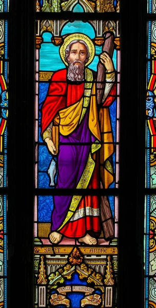 Stained Glass of  Saint Andrew - St Valery Sur Somme — Stock Photo, Image