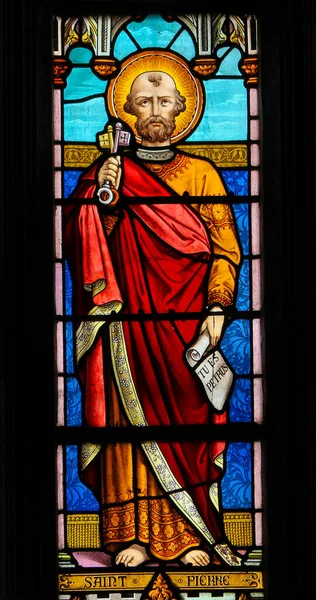 Sticla vitraliu a Sfântului Petru - Sf. Valery Sur Somme — Fotografie, imagine de stoc