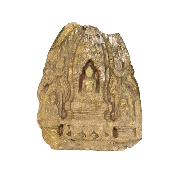 Starověké Obraz Buddhy Izolovaných Bílém Pozadí — Stock fotografie