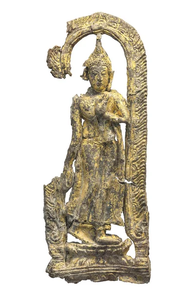 Starověké Obraz Buddhy Izolovaných Bílém Pozadí — Stock fotografie
