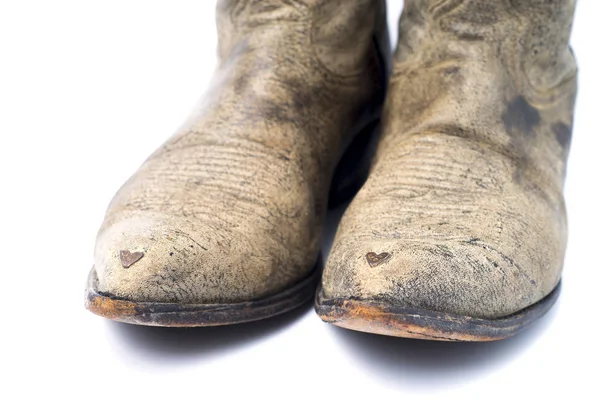 Bruine Cowboy Laarzen Geïsoleerd Een Witte Achtergrond — Stockfoto