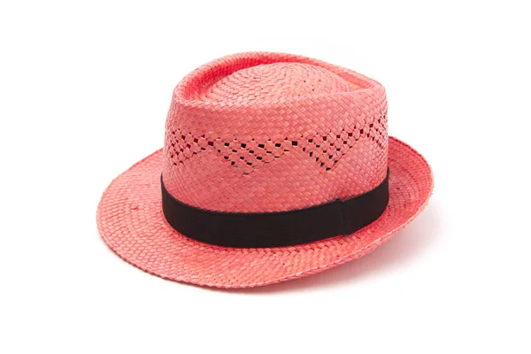 Red Straw Hat White Background — Stock Photo, Image