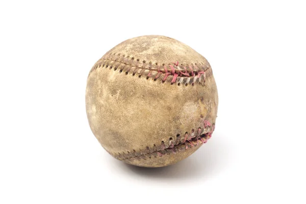 Indossato Baseball Isolato Sfondo Bianco — Foto Stock
