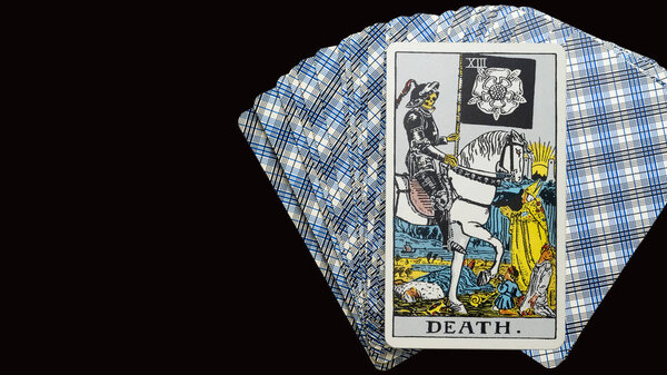Chainat Province, Thailand, August 27, 2018. illustrative editorial tarot cards " THE DEATH .