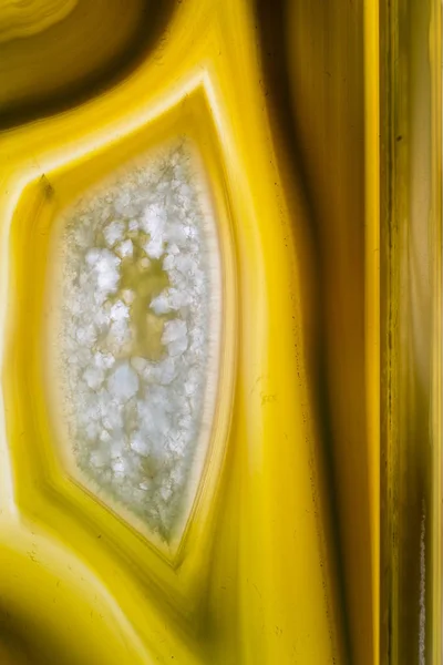 Close Superfície Cristal Ágata Amarela Natural Seção Transversal Cristal Ágata — Fotografia de Stock