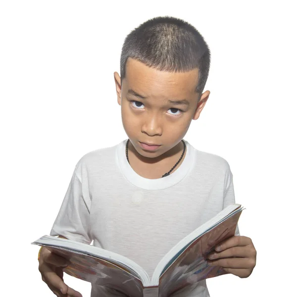 Menino Lendo Livro — Fotografia de Stock