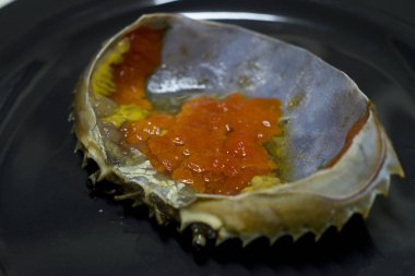 Turşu Yengeç yumurta yakın çekim.