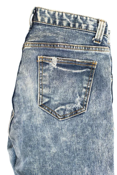 Close Van Blue Denim Jeans Weefsel Textuur Achtergrond — Stockfoto