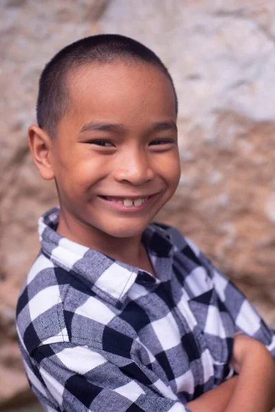 Portrait Cute Asia Thai Boy Smiling — Stock Photo, Image