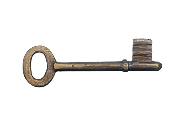 Αντικέ Χρυσό Κλειδί Πόρτας Που Απομονώνεται Λευκό Φόντο Κλείσιμο — Φωτογραφία Αρχείου