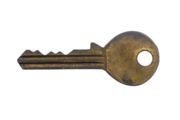 Αντικέ Χρυσό Κλειδί Πόρτας Που Απομονώνεται Λευκό Φόντο Κλείσιμο — Φωτογραφία Αρχείου