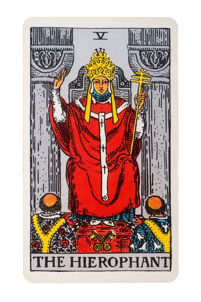 Yala Eyaleti, Tayland 29 Ağustos 2020. İllüstrasyon tarot kartları hiyerophant..