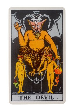 Yala Eyaleti, Tayland 29 Ağustos 2020. Resimli tarot kartları şeytan..