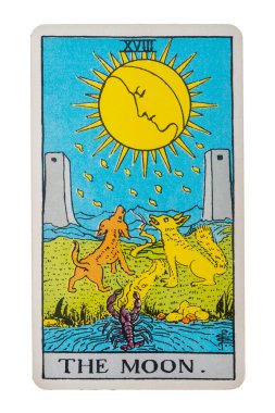 Yala Eyaleti, Tayland 29 Ağustos 2020. İllüstrasyon tarot kartları Ay 'da..
