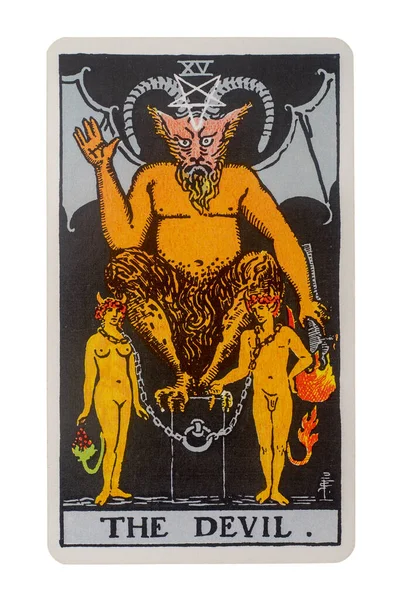Yala Eyaleti, Tayland 29 Ağustos 2020. Resimli tarot kartları şeytan..