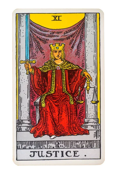 Província Yala Tailândia Agosto 2020 Editorial Ilustrativo Tarot Cards Justice — Fotografia de Stock