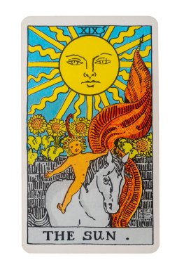 Yala Eyaleti, Tayland 29 Ağustos 2020. Resimli editör tarot kartları güneş..