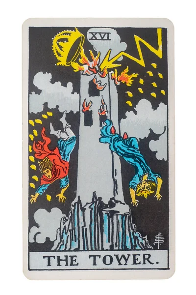 Yala Eyaleti, Tayland 29 Ağustos 2020. Resimli editör tarot kartları kule..