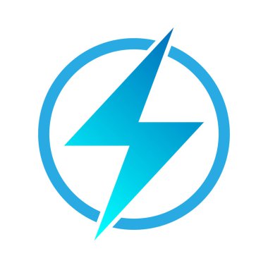 Şimşek ikonu illüstrasyonu elektrik güç vektör logosu tasarımı elementi. Çemberde şimşek işareti. 