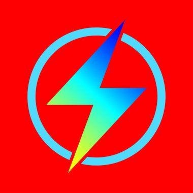 Şimşek ikonu illüstrasyonu elektrik güç vektör logosu tasarımı elementi. Çemberde şimşek işareti. 