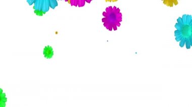 Beyaz arkaplanda renkli çiçeklerin canlandırılması.