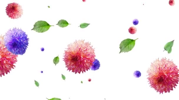 generated animation of flowers and leaves on a white background.