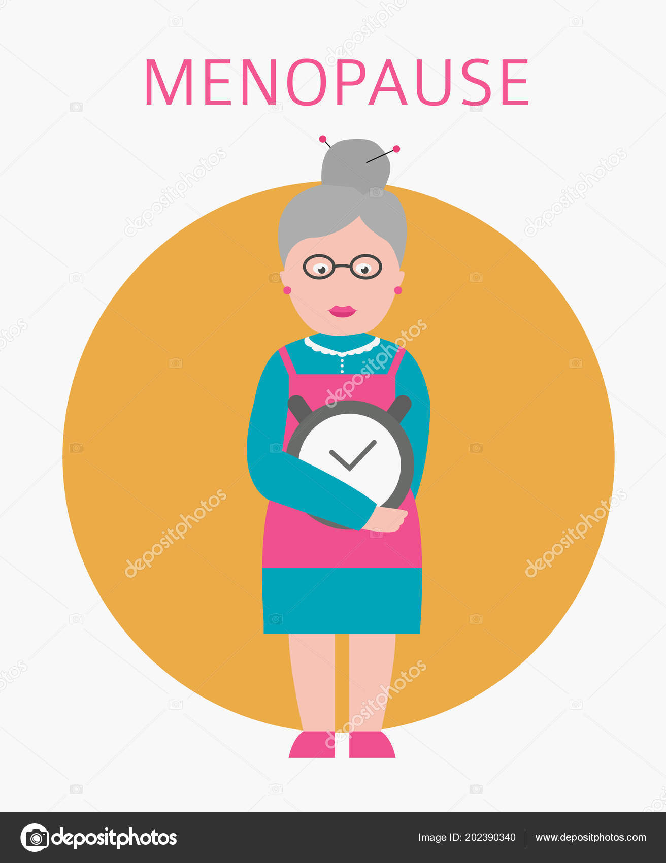 Menopause Icon Isolated White Grandmother Holding Alarm Clock Vector  Illustration Stock Vector by ©A7880S 202390340
