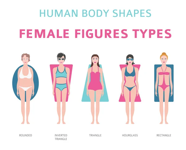 Human Body Shapes Female Figures Types Set Vector Illustration — Stock Vector