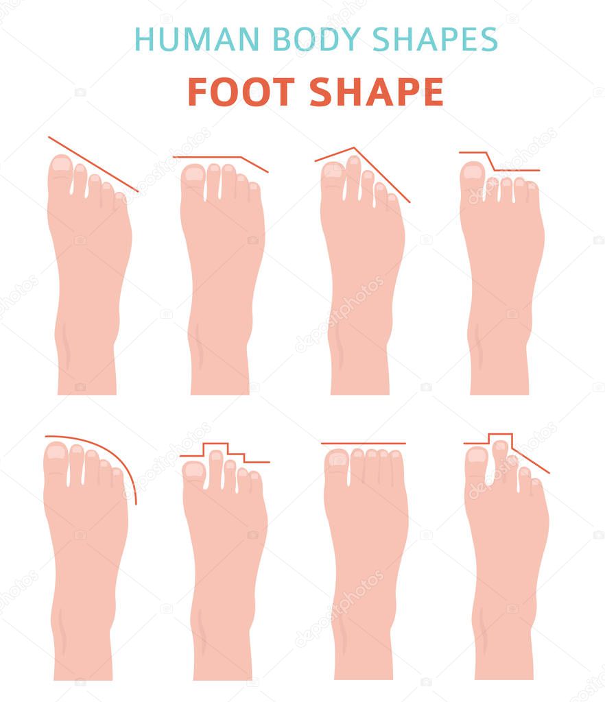 Human body shapes.Feet types icon set. Vector illustration