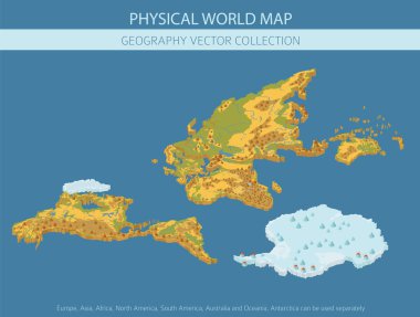 Fiziksel dünya harita öğeleri. Kendi Coğrafya bilgi grafik koleksiyonu oluşturmak. Vektör çizim