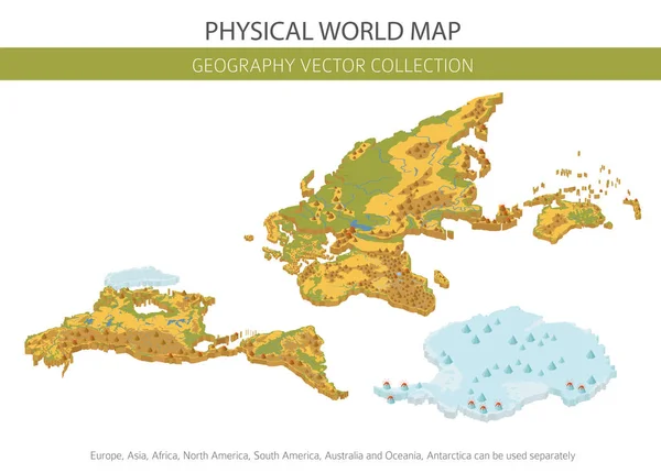 Elementy Mapy Fyzického Světa Vytvořte Vlastní Kolekci Grafické Informace Geografie — Stockový vektor