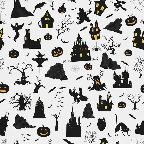 Patrón Sin Costuras Vacaciones Halloween Diseño Plano Ilustración Vectorial — Archivo Imágenes Vectoriales