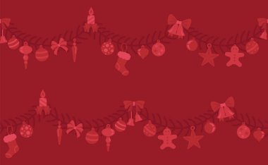 Noel ışık kümesi çelenk. Renk izole tasarım seamless modeli. Yeni yıl kış koleksiyonu. Vektör çizim