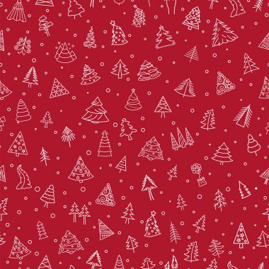 Noel ağacı seamless modeli. Düz tasarım. Basit içini kaplamak yorum. Vektör çizim