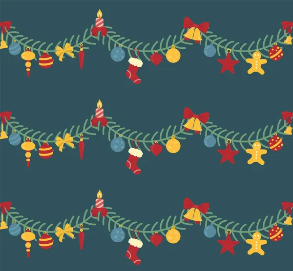 クリスマス ライトは花輪セットです 色分離設計のシームレスなパターン 新年の冬のコレクション ベクトル図 — ストックベクタ