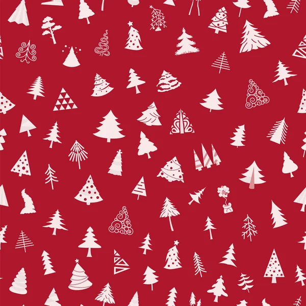 クリスマス ツリーのシームレスなパターン フラットなデザイン モノクロ バージョンです ベクトル図 — ストックベクタ