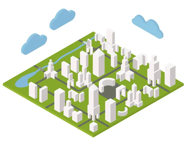 Isometrische Stad Constructor Instellen Voor Het Maken Van Plattegrond Van — Stockvector