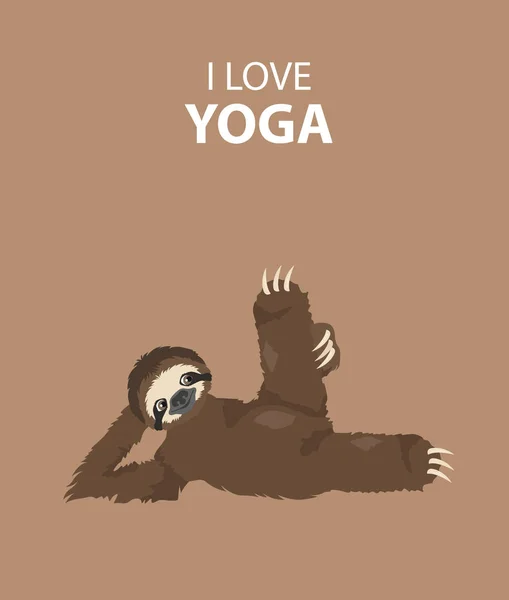 Collection de yoga paresseux. Drôle d'animaux de dessin animé dans différents postur — Image vectorielle