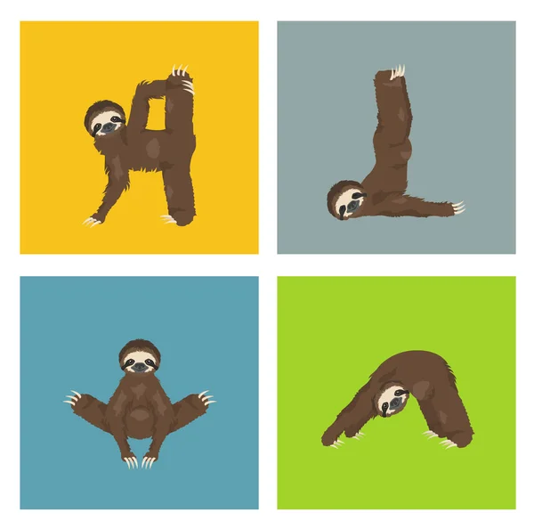 Колекція слизької йоги. Забавні мультяшні тварини в різних постах — стоковий вектор