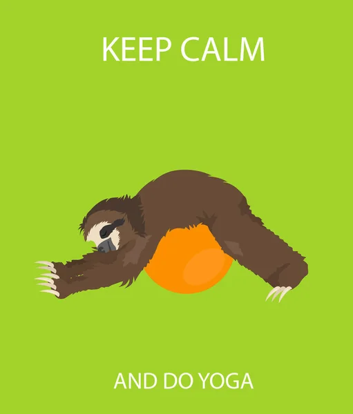 Collection de yoga paresseux. Drôle d'animaux de dessin animé dans différents postur — Image vectorielle