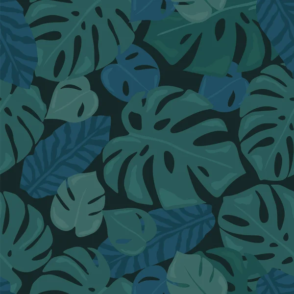 Monstera forêt tropicale feuilles de fond. Patte sans couture verte — Image vectorielle